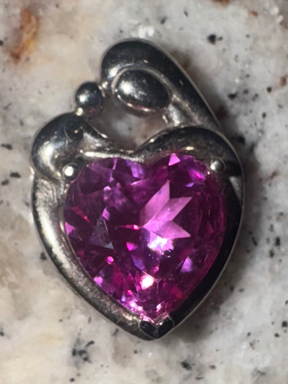 Sterling Silver Pink Heart "Mother & Child" Pendant 925